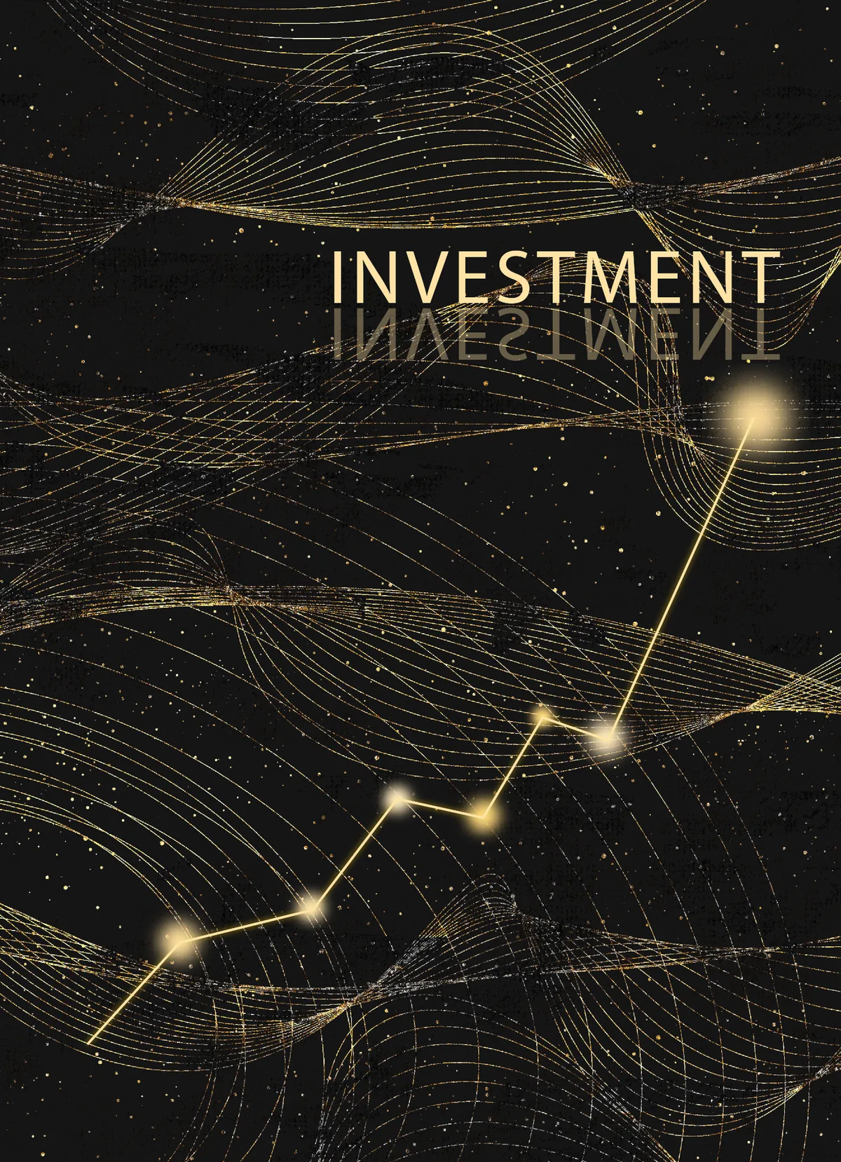 Investment gold line chart graphic